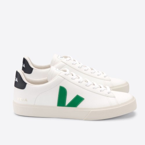 Veja Campo Chromefree Leather Mens Trainers White/Green/Black UK 47596